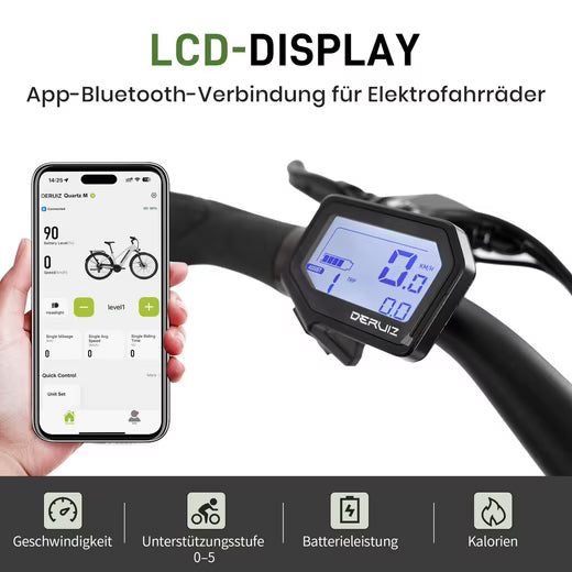 E-Bike Cityrad DERUIZ E-bike Quatrz-M 28 Zoll, leichtes City Pedelec 23.5kg